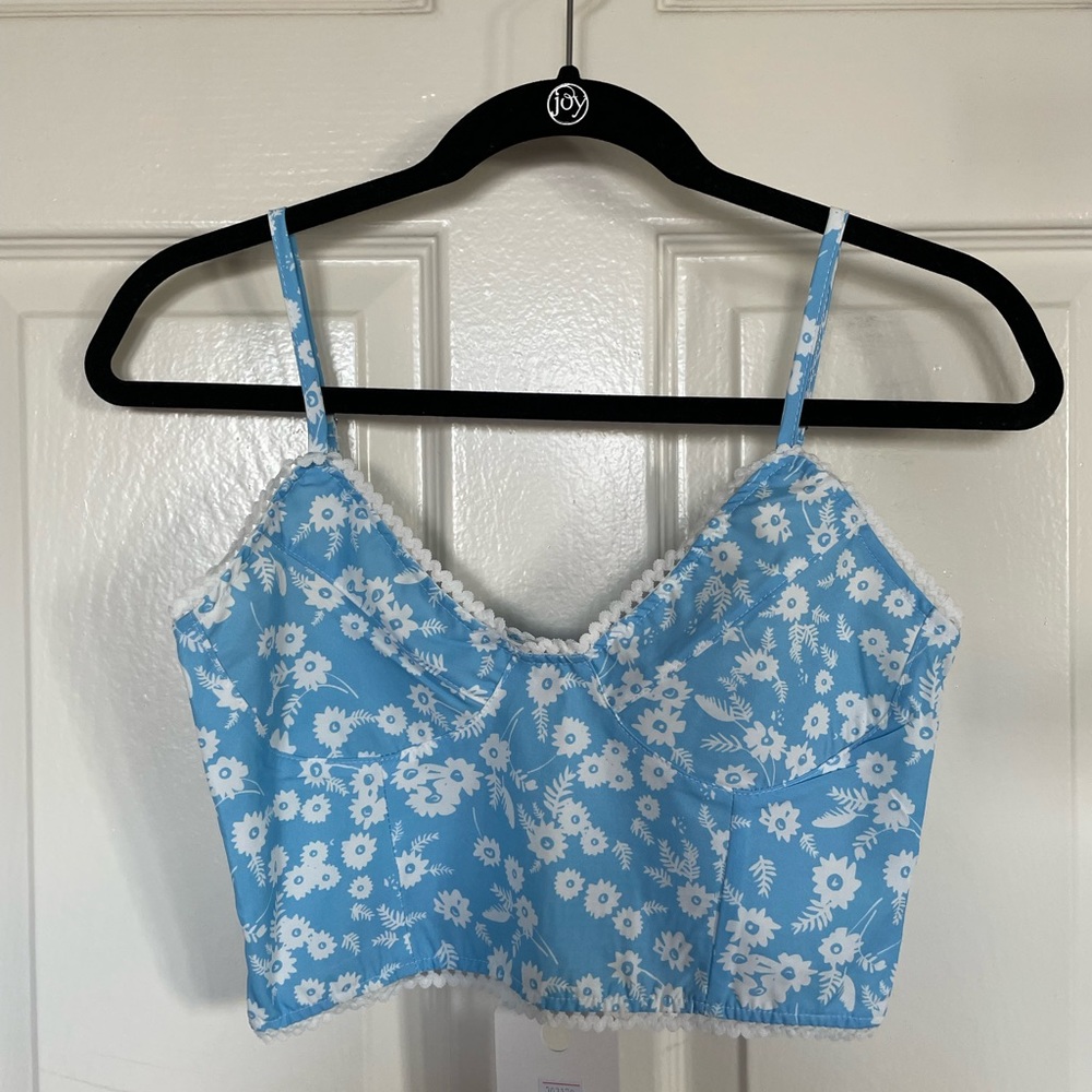 Birdies Crop Top - Floral Blue